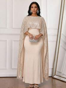 SHEIN Lady Women's Sequin Patchwork Fitted Elegant Dress - Multicolor - View 6