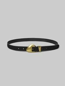 Ontre Black Velvet Metal Buckle Waist Belt, Suitable For Dresses - Black - View 2