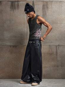 AXEPEAK Men's Casual Floral Print Tank Top, Summer - Black - View 5