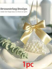 20pcs/10pcs/1pc Bow Organza Bags, Gold Bow Organza Bags, Size 3.9x4.7 Inches, Rose Pattern Drawstring Bags, Wedding Favor Bags, Party Favor Bags, Green Party Bags, Halloween Supplies, Halloween Decorations, Christmas Decorations, Christmas Gift Packaging Bags, Christmas Party Supplies - Multicolor - View 8