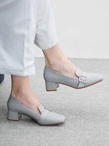 CUCCOO BIZCHIC Spring And Autumn Fashion Square Toe Heel Shoes Women's Korean Version Buckle Sleeve Casual Shoes Women's One Pedal Mary Jane Women's Shoes Valentine's Day - Blue - View 4