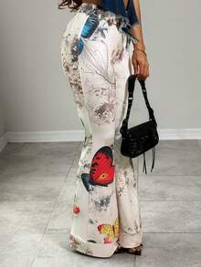 EgrlEra Women's Y2K Butterfly Print Flare Leg Pants - Multicolor - View 7