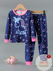 2pcs Girls Plaid Print Long Sleeve Top And Pants Snug Fit Casual Loungewear Set Girls Sleep Wear Fall Winter - Multicolor - View 5