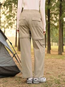 SHEIN In My Nature Pantalones de senderismo rectos con carga desmontable para mujer - Caqui - Ver 9