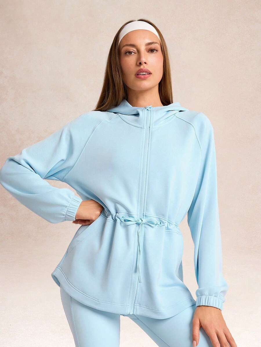 GLOWMODE Softserene 莫代尔面料休闲 MVP 宽松版型丝滑透气及臀拉链连帽外套，适合日常休闲穿着，秋冬季款 - Blue Day - 查看 1