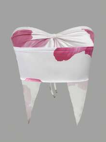 INAWLY Women's Standard Size Vacation Floral Print Tube Top - White - View 2