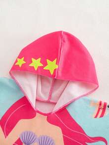 SHEIN Baby Girl Mermaid Print Hooded Cover-Up Swimsuit