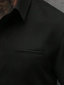 Manfinity Homme Camisa de manga corta casual y de negocios para hombres en color blanco - Negro - Ver 3