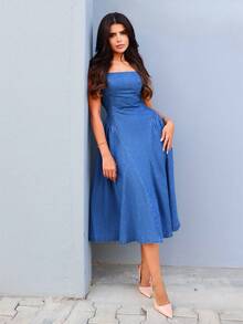 Hindelle 女士无袖牛仔休闲连衣裙，夏季