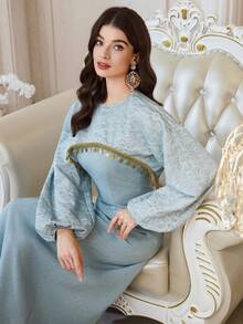 Al Najma 新款浪漫优雅荷叶边设计高端派对礼服 - 杏色 - 查看 6