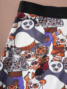 SHEIN Kung Fu Panda Women's Comfortable Breathable Panda Print Bra And Boyshort Panty Set - Brown - View 5