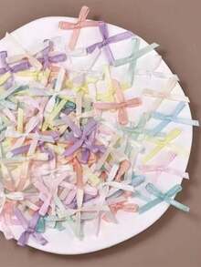 100个3厘米迷你缎带花朵蝴蝶结，多色可选，适用于DIY工艺品、剪贴簿、宠物毛发饰品、服装装饰、派对用品、工艺装饰 - 彩色 - 查看 15