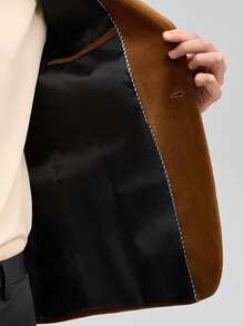 Officeau 男士纯色简约休闲长袖西装外套 - 黃色 - 查看 8