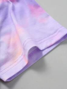 Manfinity Chillmode 男士休闲度假风棕榈树字母扎染印花短袖T恤，夏季 - 彩色 - 查看 5