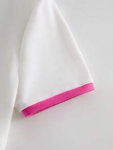 TOM & JERRY X SHEIN Tween Girls' Casual Heart & Cartoon Graphic Round Neck Short Sleeve T-Shirt, Summer - White - View 5