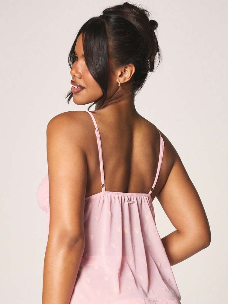 Missguided x Playboy Komplet bielizny nocnej Baby Doll z koronkowymi detalami, z podwyższonym stanem, idealny do snu i relaksu na Walentynki
