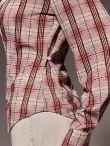 Athîral 女士休闲前扣腰格子衬衫，秋季款 - 粉色 - 查看 6