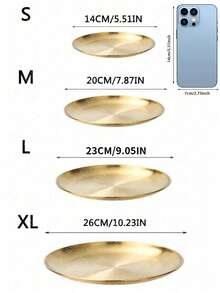 1 件金色不锈钢金色甜点咖啡托盘、西餐盘、披萨盘、化妆品储物托盘、早餐咖啡茶食物盘、金色装饰托盘、多用途储物托盘收纳盘、生日、节日礼物派对用品、厨房、圣诞节礼物 - 金色 - 查看 7