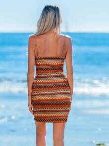 Sylviya 幾何印花吊帶緊身連衣裙 - 彩色 - 查看 2