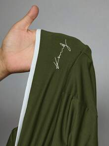 SHEIN Slayr 2025秋冬新款休闲简约百搭撞色包边喇叭裤，适合返校、返校节、万圣节、锐舞派对、外出、健身、慢跑、早午餐、派对等场合，橄榄绿喇叭裤 - 軍綠色 - 查看 10