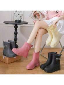 新款雨鞋/鞋套，防滑耐磨橡胶雨靴，短筒男女成人防水鞋，时尚厨房靴夏季降温，沙滩，旅行 - 彩色 - 查看 12