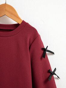 SHEIN 公主風酒紅色女童秋季洋裝，返校季 7 歲生日禮服 - 酒紅色 - 查看 7