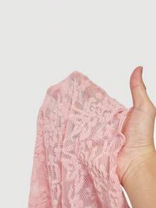 SHEIN MOD Women's Vintage Lace Jacquard Ruffle Long Sleeve Blouse, Spring, Valentine's Day ,Carnival Costumes ,Western Style, Retro Style, 70s Style, Single Party Style