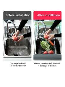 Silicone Sink Splash Guard Kitchen Sink Basin Splash Blocker Countertop Water Barrier Easy To Clean Water Blocker For Lab Sink Wash Basin Vegetable Basin Dishwasher Home Restaurant Bathroom RV Use Waterproof Cover Kitchen Utensils