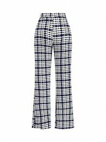 Ellevyn Quần dệt kim co giãn họa tiết kẻ caro thanh lịch dành cho nữ, phù hợp cho nhiều dịp khác nhau như kỳ nghỉ hè, du lịch sang trọng và đi làm hàng ngày - Màu xanh lam - Xem 2