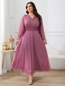 Modelyn Đầm dáng rộng, màu trơn, thanh lịch, có phần eo thắt gọn, thích hợp cho các bữa tiệc. - Bụi hồng - Xem 5