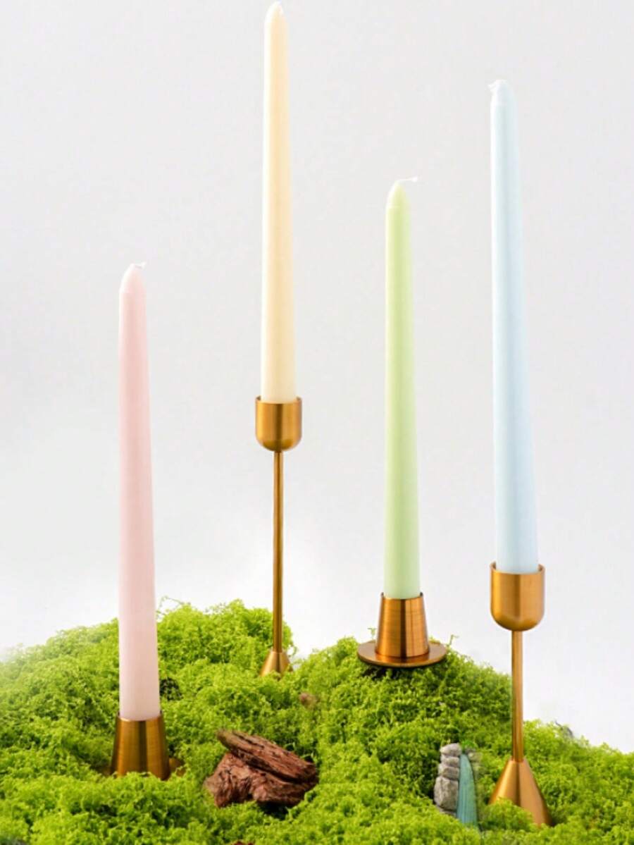 4pcs Candles, Perfect For Grand Occasions Like Banquets, Weddings, And Family Gatherings To Create A Romantic And Solemn Atmosphere. Made From , Smokeless Soy Wax, These Candles Are Available In A Variety Of Beautiful Colors - Multicolor - View 1