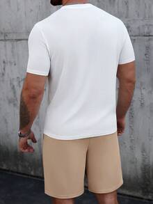 Manfinity Homme 男士撞色口袋圆领短袖T恤和抽绳腰短裤休闲套装 - 彩色 - 查看 2