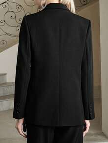 Anewsta Asymmetrical Star Rhinestone Decor Lapel Long Sleeve Women's Blazer Jacket, Chic & Party - Black - View 9