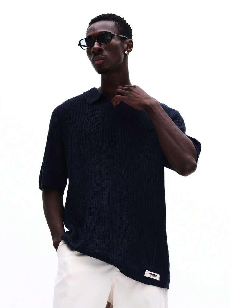 Waffle Knit Short Sleeve Polo