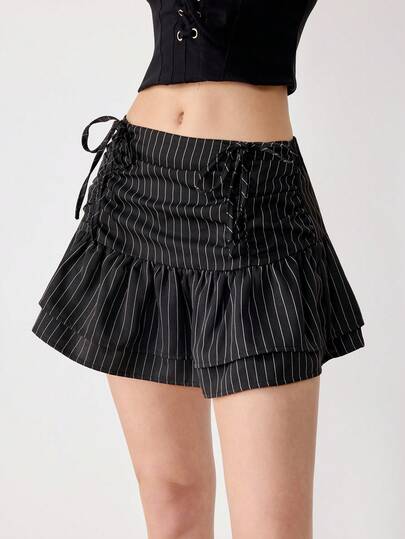 Ardnt 经典美式学院风女装春夏新款腰部褶皱蝴蝶结装饰半身裙