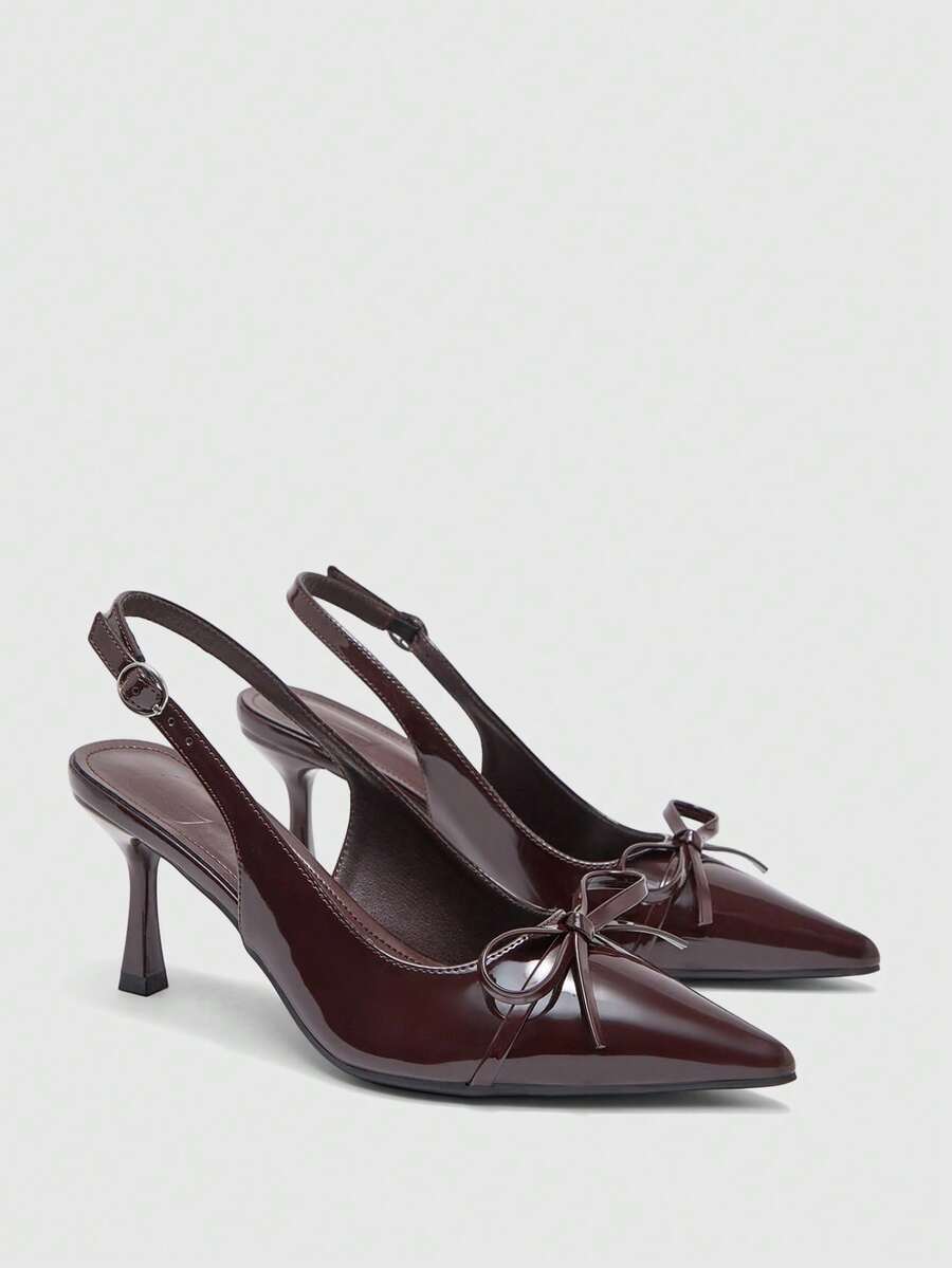 CUCCOO BIZCHIC Women's Pointed Toe Buckle Design Fashionable High Heels, Versatile For Daily Wear - Coffee Brown - View 1