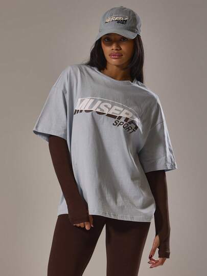 Musera Sport Sport Oversized Graphic Print T-Shirt Active Gym Workout Casual Sonder Spring Summer