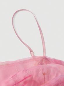 SHEIN MOD 女士碎花修身褶皱泡泡下摆欧根纱迷你连衣裙 - 彩色 - 查看 3