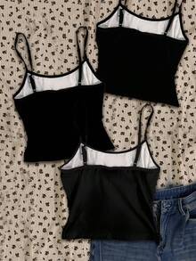 Attitoon 3pcs Women's Tight Camisole Top, Women's Summer , Suitable For Y2K, Grunge, Punk Spring Beach - Multicolor - View 2