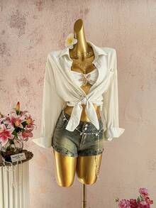 Sunnyshic 女士休闲亚麻混纺长袖衬衫，优雅百搭，适合日常穿着，春夏款