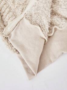 1件女童时尚连帽外套，黑色爱心提花双面抓绒长袖拉链连帽衫，带毛领，短款外套，适合室内、室外、聚会、运动、通勤、春季、秋季、冬季穿着。 - 卡其色 - 查看 8