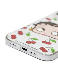 Betty Boop x SHEIN 樱桃吊坠手机壳，兼容 11-17 Pro Max，适用于 11-17 Pro Max，礼品创意，派对，节日，情人节 - 透白 - 查看 5