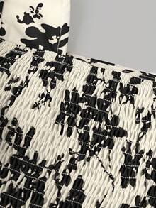 SHEIN Tween Girl Floral Printed Pattern Long Sleeve Dress - Apricot - View 3