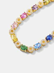 MOTF PREMIUM 女士彩色锆石手链，新款多巴胺轻盈奢华小众精致珠宝 - 金色 - 查看 7