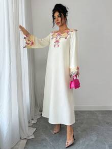 GlowEve Áo choàng thời trang dáng rộng viền ren dành cho nữ - Màu be - Xem 4