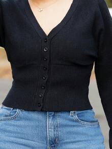 Melissa Matos 针织V领纽扣罗纹腰带收口开衫，春季Y2K 90年代休闲可爱秋季冬日日常办公圣诞节感恩节时尚