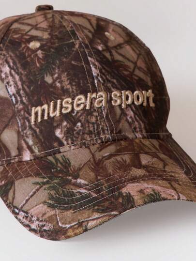 Musera Sport 1pc Fashionable Outdoor Sports Sun-Shading Windproof 3D Embroidered Letter Camouflage Baseball Cap