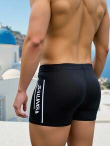 Manfinity Swimmode Quần bơi nam in chữ, dáng ôm, đồ bơi nam, quần bơi nam màu đen. - màu đen - Xem 2