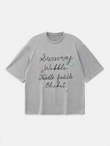 Manfinity VCAY Camiseta ajustada de cuello redondo con cadena y bordado de moda casual para hombres - Gris Claro - Ver 2