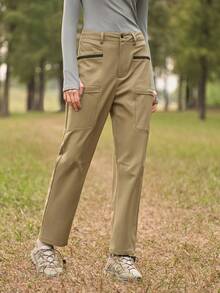 SHEIN In My Nature 女士休闲百搭户外裤，带腰带环 - 摩卡棕 - 查看 5